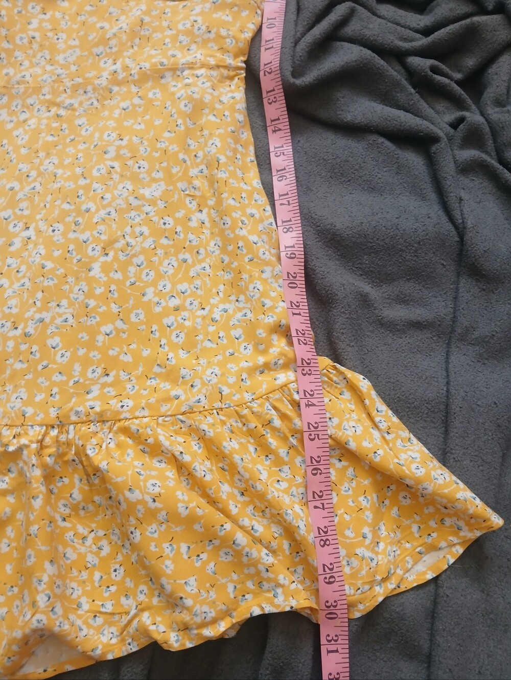Yellow Floral Puff Sleeve Summer Dress - Picture 3 of 5